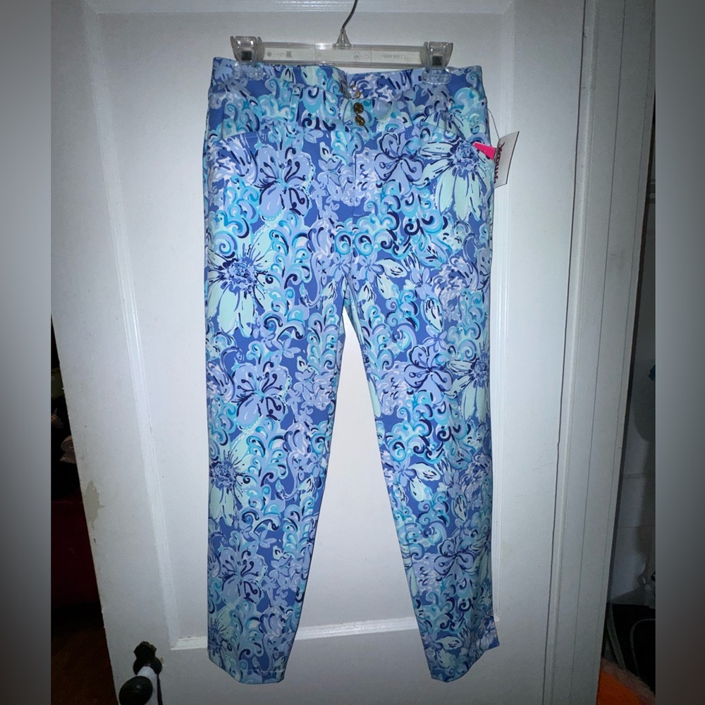 Lilly Pulitzer Floral Blue and Aqua Pants